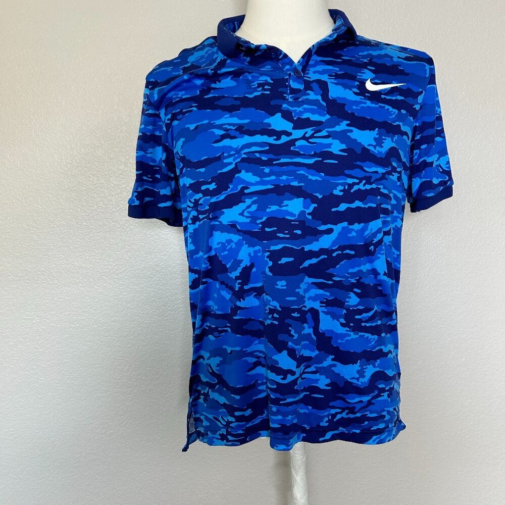 NWOT Men's Nike DriFit Blue Camo Short Sleeve Polo (M) SKU 192